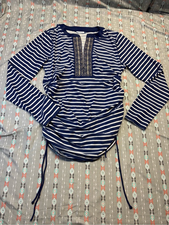 Cabana Life Other - 🍄Cabana Life Navy & White Striped Embroidered Drawstring Swim Tunic